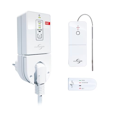 PROTECTOR AS-7030, Funk Abluftsteuerung mit DIBT Zulassung inkl. Funk-Thermosender für Kamin oder Ofen. Der sichere Fensterkontaktschalter, Erweiterbar mit Funk Rollladen-Sender von PROTECTOR