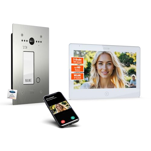 m-e ALLVISO Video Türsprechanlage, 2 Draht IP BUS, Aufputz Gegensprechanlage mit Kamera und Türöffner, 10" Monitor, kostenlose Handy App, Türklingel mit Kamera und Türöffner fürs 1 Familienhaus von m-e