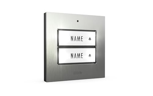 m-e Edelstahl-Klingeltaster 2-Familie Namensschild mit Beleuchtungsautomatik, Downlights zuschaltbar KTE-2 m-e Edelstahl-Klingeltaster 2-Familie Namensschild mit Beleuchtungsautomatik, Downlights zuschaltbar KTE-2 von m-e