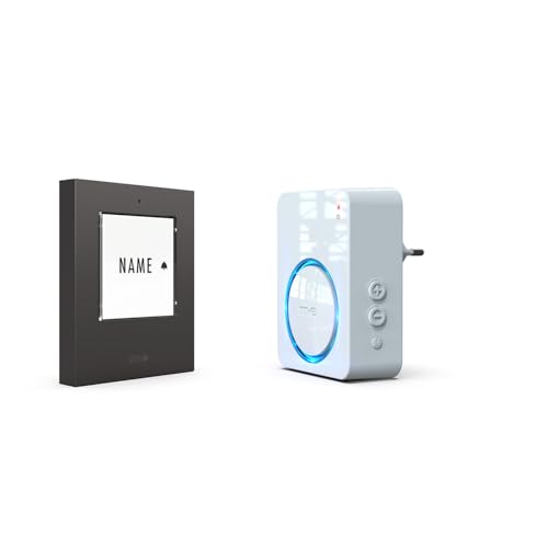 m-e Funkklingel BELL-521 AC Anthrazit mit Sender und Empfänger für 1-Familienhaus, Erweiterbare kabellose Türklingel mit 500 Meter Reichweite, Türglocke für Steckdose, Türklingel Funk von m-e