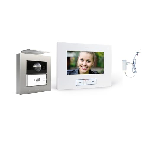 m-e Vistadoor Vistus Video-Türsprechanlage | Aluminium Außenstation für 1-Familienhaus | 7“ Innenstation | Türklingel mit Kamera | 4-Draht Freisprechanlage Video Sprechanlage m-e Vistadoor Vistus Video-Türsprechanlage | Aluminium Außenstation für 1-Familienhaus | 7“ Innenstation | Türklingel mit Kamera | 4-Draht Freisprechanlage Video Sprechanlage von m-e