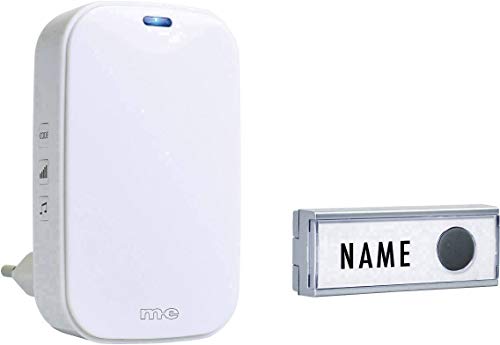 m-e modern-electronics 1763832 41154 Funkklingel Komplett-Set mit Namensschild, Weiß von m-e modern-electronics
