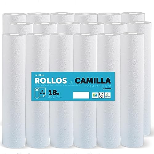 Rolle für Bage, Rolle für medizinische Eingriffe, Massage, Schönheits- und Spa-Behandlungen, Papier für Ästhetik und Massageliege (60 cm x 70 m, laminiertes Zellulose, 18 Stück) von m-office