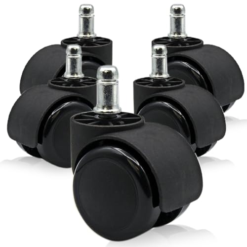 Rollen für Bürostühle, Packung mit 5 Gummireifen für Schreibtischstühle, Gaming Stühle, Bürostuhlrollen, 11x22 mm Drehbare Rollen, Robust und Kratzfest - Ofituria (5 Rollen) von m-office