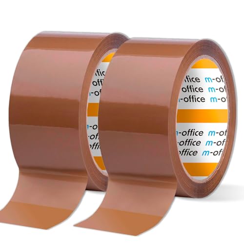 m-office Klebeband, braunes Klebeband, Klebeband, Rolle für Kartonverpackungen, Versand, Umzug und Handwerk, sichere und robuste Versiegelung, Klebeband (2 Stück, 48 mm x 120 m) von m-office