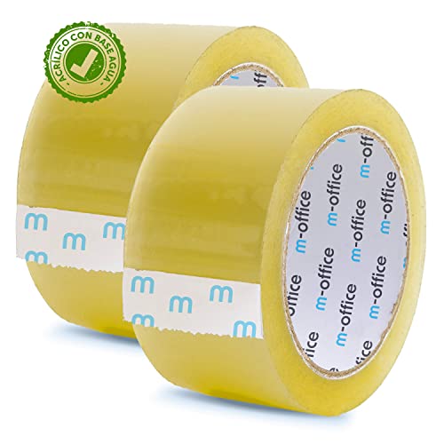 m-office Transparentes Klebeband, selbstklebendes Verpackungsband für Kartons, Versand, Umzüge und Handwerk, sicheres und robustes transparentes Papier (36 mm x 120 m, x2) von m-office