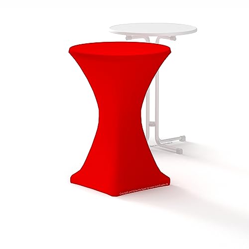 1 x Premium-Stehtischhusse Stretch 80 cm rot, Hotel Qualität 210g m², mit Öko-Tex Siegel, Verstärkung im Fußbereich für Tische mit Ø 80cm - 85cm Durchmesser von m unich sales