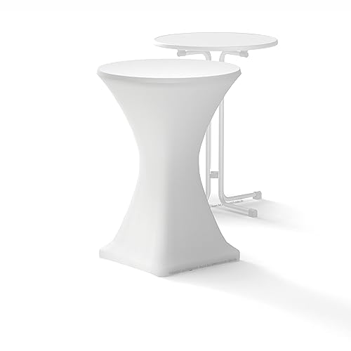 1 x Premium-Stehtischhusse Stretch 80 cm weiß, Hotel Qualität 210g m², mit Öko-Tex Siegel, Verstärkung im Fußbereich für Tische mit Ø 80cm - 85cm Durchmesser von m unich sales
