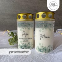 Grablicht, Grabkerze Eukalyptus Mit Name, Text, Spruch, Personalisiert, Modern, Grabschmuck, Gedenklicht, Trauerkerze, Oma, Opa, Mama, Papa Grablicht, Grabkerze Eukalyptus Mit Name, Text, Spruch, Personalisiert, Modern, Grabschmuck, Gedenklicht, Trauerkerze, Oma, Opa, Mama, Papa von mARTinaDesignforyou