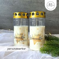 Grablicht Groß, 70-90 Std. Grabkerze, Frohe Weihnachten, Personalisierung, Name, Text, Stern, Sternenkind, Gedenklicht, Dauerbrenner von mARTinaDesignforyou