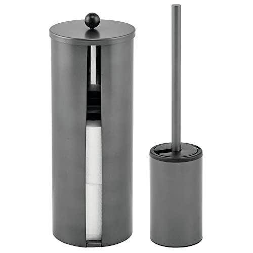 mDesign 2-teilige WC Garnitur – modernes Badzubehör mit Toilettenbürste und Rollenhalter aus gebürstetem Edelstahl – Toilettenpapierhalter für bis zu 3 extragroße WC-Papierrollen – graphitfarben mDesign 2-teilige WC Garnitur – modernes Badzubehör mit Toilettenbürste und Rollenhalter aus gebürstetem Edelstahl – Toilettenpapierhalter für bis zu 3 extragroße WC-Papierrollen – graphitfarben von mDesign