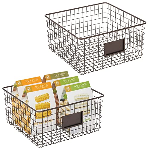 mDesign 2er-Set Allzweckkorb aus Metall – Aufbewahrungskorb mit Beschriftungsfeld für Küche, Vorratskammer etc. – kompakter und universeller Drahtkorb – bronzefarben mDesign 2er-Set Allzweckkorb aus Metall – Aufbewahrungskorb mit Beschriftungsfeld für Küche, Vorratskammer etc. – kompakter und universeller Drahtkorb – bronzefarben von mDesign