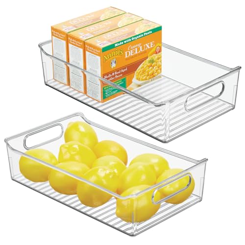 mDesign 2er-Set Aufbewahrungsbox für die Küche – Kühlschrankkorb aus Kunststoff – Kühlschrankbox für Milchprodukte, Obst und andere Lebensmittel – durchsichtig von mDesign