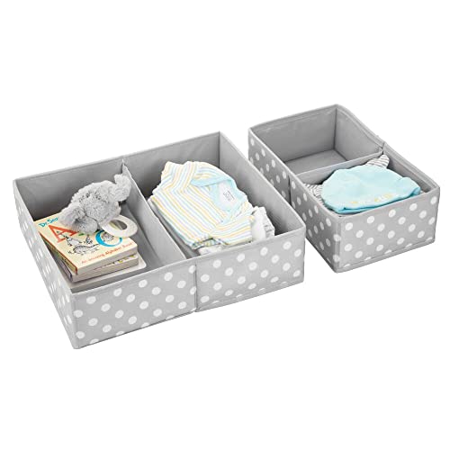 mDesign 2er-Set Aufbewahrungsbox fürs Kinderzimmer – faltbare Kinderzimmer Aufbewahrungsbox in 2 Größen für Babykleidung – Kinderschrank Organizer aus atmungsaktiver Kunstfaser – grau und weiß von mDesign