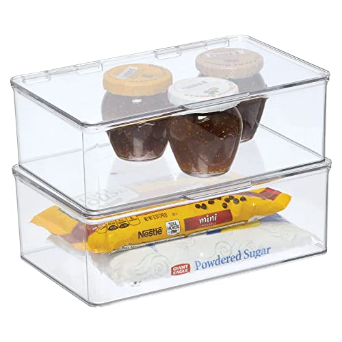 mDesign 2er-Set Aufbewahrungsbox mit Deckel für den Kühlschrank – 3,1 Liter Frischhaltedose und Gefrierdose aus Kunststoff, stapelbar – für Babynahrung & andere Lebensmittel – durchsichtig von mDesign
