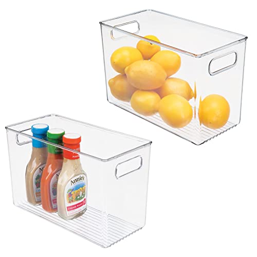 mDesign 2er-Set Aufbewahrungsbox mit Griffen – hohe Kühlschrankbox zur Lebensmittelaufbewahrung – Ablage aus Kunststoff für den Küchen- oder Kühlschrank – durchsichtig mDesign 2er-Set Aufbewahrungsbox mit Griffen – hohe Kühlschrankbox zur Lebensmittelaufbewahrung – Ablage aus Kunststoff für den Küchen- oder Kühlschrank – durchsichtig von mDesign