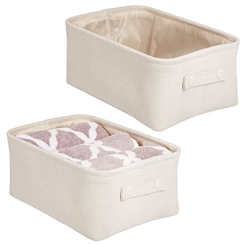 mDesign 2er-Set Aufbewahrungskorb mit Innenbeschichtung und Strukturdesign – ideal zur Kosmetikaufbewahrung – praktischer Badezimmer Organizer aus Baumwolle mit Henkeln – beige mDesign 2er-Set Aufbewahrungskorb mit Innenbeschichtung und Strukturdesign – ideal zur Kosmetikaufbewahrung – praktischer Badezimmer Organizer aus Baumwolle mit Henkeln – beige von mDesign