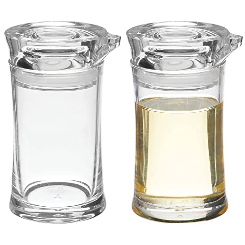 mDesign 2er-Set Dosierer – kleiner Behälter aus Kunstoff für Essig, Öl, Salatdressing und mehr – Essig- und Ölflasche mit Deckel für Küche und Esstisch – durchsichtig von mDesign