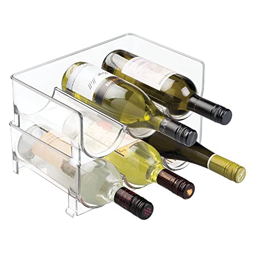 mDesign 2er-Set Flaschenregal – stapelbare Aufbewahrung für Wasserflaschen bzw. Trinkflaschen – ideal als Weinflaschenregal bzw. Weinflaschenhalter mit Platz für je 3 Flaschen – durchsichtig von mDesign