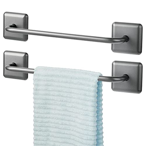 mDesign 2er-Set Handtuchstange selbstklebend – Trockenstange für Gästehandtücher, Waschlappen, Saunatücher – stark haftender Badetuchhalter – grau von mDesign