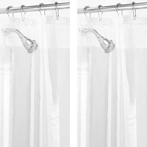 mDesign 2er-Set PEVA Duschvorhang – Duschvorhang Badewanne - Duschvorhang wasserabweisend - 12 verstärkte Metallösen für eine einfache Aufhängung - 182,9 cm x 213,4 cm- transparent von mDesign