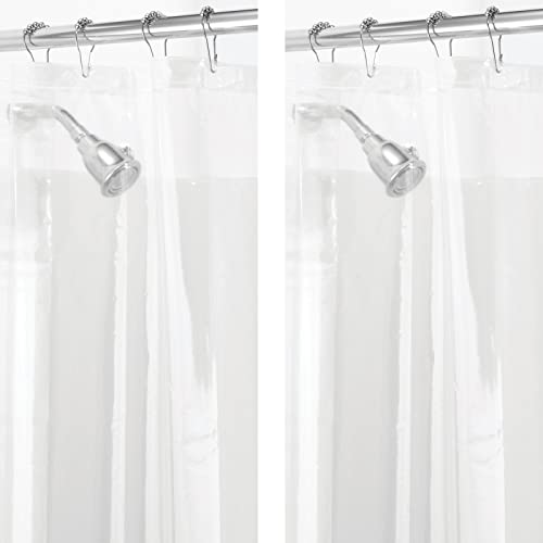 mDesign 2er-Set PVC-freier Duschvorhang aus PEVA – geruchloser, wasserfester Duschvorhang mit Magneten im Saum – ideal als Badewannenvorhang 183 cm x 183 cm – durchsichtig von mDesign