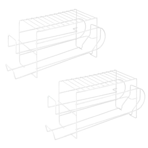 mDesign 2er-Set Regal für Lebensmittel – moderner Küchen Organizer für Getränkedosen und Konserven – stabiler Aufbewahrungsbehälter aus Metall für den Kühlschrank oder Schrank – weiß von mDesign