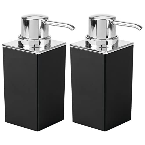 mDesign 2er-Set Seifenspender wiederbefüllbar – praktischer Pumpseifenspender mit ca. 300 ml Füllmenge – edler Lotionspender aus Kunststoff fürs Bad – schwarz und silberfarben mDesign 2er-Set Seifenspender wiederbefüllbar – praktischer Pumpseifenspender mit ca. 300 ml Füllmenge – edler Lotionspender aus Kunststoff fürs Bad – schwarz und silberfarben von mDesign