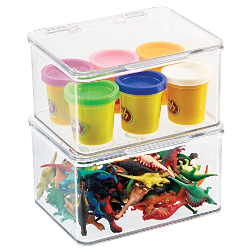 mDesign 2er-Set Spielzeugaufbewahrung – stapelbare Aufbewahrungsbox mit Deckel aus robustem Kunststoff – ideal zum Spielsachen verstauen im Regal oder unter dem Bett – durchsichtig von mDesign