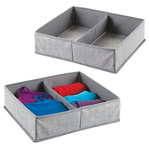 mDesign 2er-Set Stoffbox für Schrank oder Schublade, 2 Fächer – die ideale Aufbewahrungsbox (Stoff) – flexibel verwendbare Stoffkiste – grau von mDesign