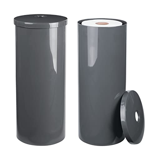 mDesign 2er-Set Toilettenpapierhalter freistehend – eleganter Klopapierhalter für jeweils 3 Rollen – Toilettenrollenhalter aus robustem Kunststoff ideal für kleine Räume – grau von mDesign