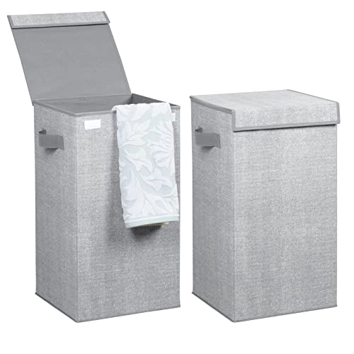 mDesign 2er-Set Wäschetruhe aus atmungsaktivem Polypropylen – Design Wäschekorb für Waschküche, Bad oder Schlafzimmer – faltbare Wäschetonne im Jute-Look mit Deckel und Griffen – grau mDesign 2er-Set Wäschetruhe aus atmungsaktivem Polypropylen – Design Wäschekorb für Waschküche, Bad oder Schlafzimmer – faltbare Wäschetonne im Jute-Look mit Deckel und Griffen – grau von mDesign