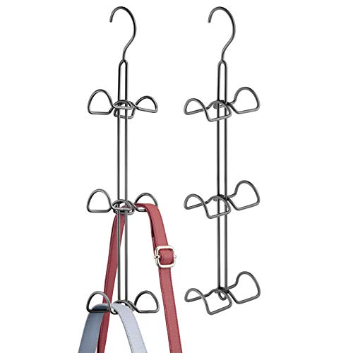 mDesign 2er-Set multifunktionaler Kleiderbügel – platzsparender Kleiderhaken für die Kleiderstange – doppelseitiger Garderobenhaken für Taschen, Jacken, Schals und Rucksäcke – dunkelgrau von mDesign
