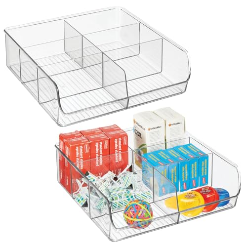 mDesign 2er-Set offener Schubladen Organizer für Büro- und Bastelbedarf – praktische Sortierkiste mit je 6 Fächern – Aufbewahrungsbox für Schubladen, Schränke und Kommoden – durchsichtig von mDesign