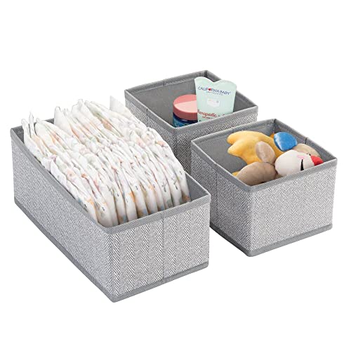 mDesign 3er-Set Aufbewahrungsboxen für Kleidung, Babysachen usw. – Kinderzimmer Aufbewahrungsbox aus Stoff – Kinderschrank Organizer – grau von mDesign