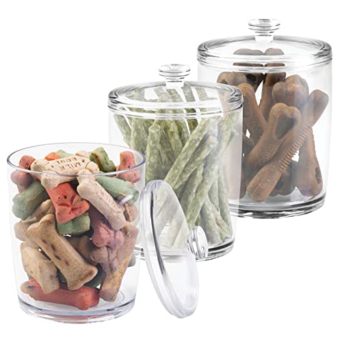 mDesign 3er-Set Futterdose für Tiernahrung – praktische Tierfutter Aufbewahrung – Futterbox für Kleintierfutter und Leckerlis mit Deckel – durchsichtig von mDesign