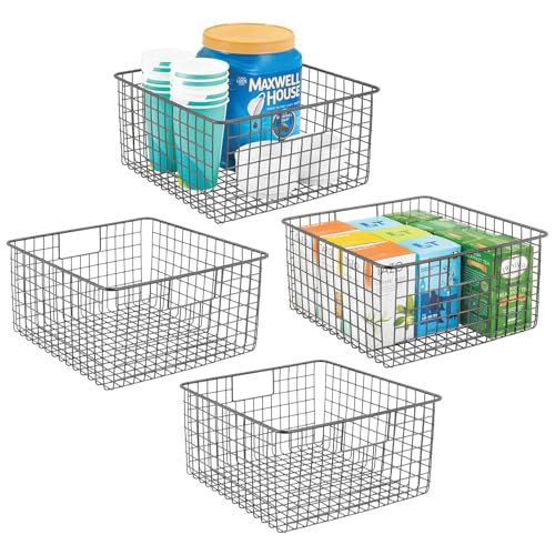 mDesign 4er-Set Allzweckkorb aus Metalldraht – flexibler Aufbewahrungskorb für die Küche, Vorratskammer etc. – kompakter und universeller Drahtkorb mit Griffen – grau mDesign 4er-Set Allzweckkorb aus Metalldraht – flexibler Aufbewahrungskorb für die Küche, Vorratskammer etc. – kompakter und universeller Drahtkorb mit Griffen – grau von mDesign