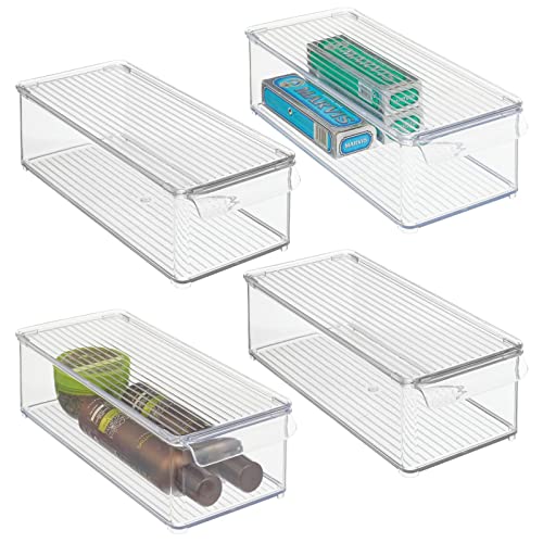 mDesign 4er-Set Aufbewahrungsbox mit Deckel und Griff – stapelbare Box für Pflegeprodukte im Badezimmer – ideal für Handtücher oder zur Kosmetikaufbewahrung – durchsichtig mDesign 4er-Set Aufbewahrungsbox mit Deckel und Griff – stapelbare Box für Pflegeprodukte im Badezimmer – ideal für Handtücher oder zur Kosmetikaufbewahrung – durchsichtig von mDesign