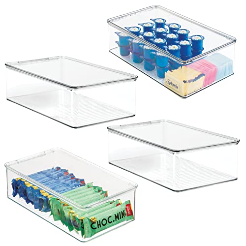 mDesign 4er-Set Kühlschrankbox – Kühlschrank Vorratsdose mit Deckel – lebensmittelechte Aufbewahrungsbox aus Kunststoff für Küche und Speisekammer – durchsichtig von mDesign