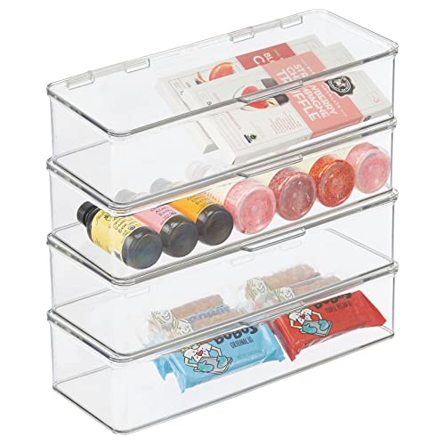 mDesign 4er-Set Kühlschrankbox – Kühlschrank Vorratsdose mit Klappdeckel – lebensmittelechte Aufbewahrungsbox für Küche und Speisekammer – durchsichtig von mDesign