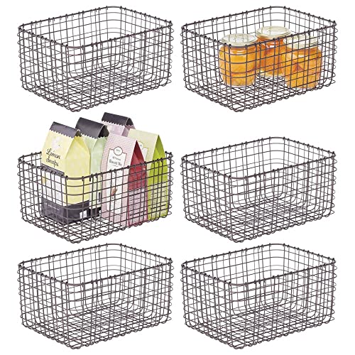 mDesign 6er-Set Allzweckkorb aus Metall – Aufbewahrungskorb für Küche, Vorratskammer etc. – kompakter und universeller Drahtkorb – bronzefarben von mDesign