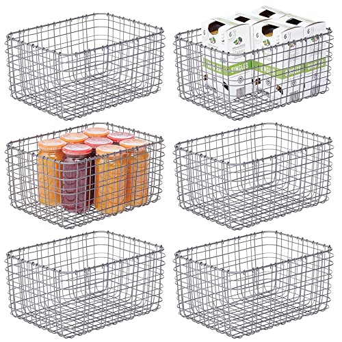 mDesign 6er-Set Allzweckkorb aus Metall – Aufbewahrungskorb für Küche, Vorratskammer etc. – kompakter und universeller Drahtkorb – dunkelgrau von mDesign