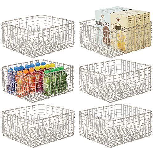mDesign 6er-Set Allzweckkorb aus Metall – Aufbewahrungskorb für Küche, Vorratskammer etc. – kompakter und universeller Drahtkorb – mattsilberfarben von mDesign