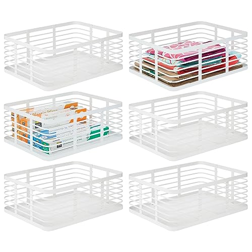 mDesign 6er-Set Allzweckkorb aus Metalldraht – praktischer Aufbewahrungskorb für Küche und Haushalt – kompakter und universeller Drahtkorb – weiß von mDesign
