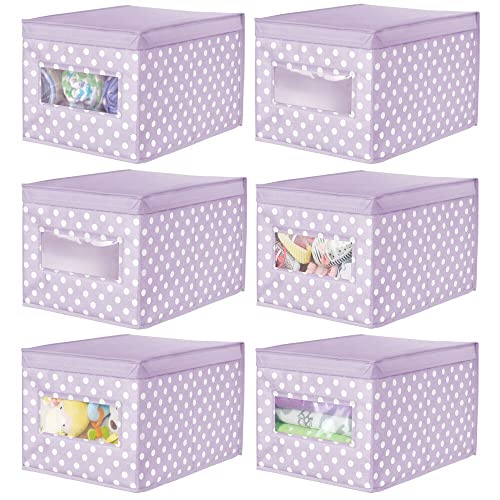 mDesign 6er-Set Aufbewahrungsbox aus Stoff – stapelbare Stoffbox zur Ablage von Kleidung oder Schuhen und als Schrankbox – Aufbewahrungskiste mit Deckel und Sichtfenster – violett von mDesign