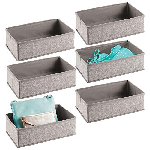 mDesign 6er-Set Aufbewahrungsbox – einsetzbar in Schrank oder Schublade, Stoffbox aus Polypropylen (klein) – vielseitig einsetzbare Stoffkiste – grau von mDesign