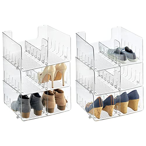 mDesign 6er-Set Schuhregal – praktische Schuhablage aus Kunststoff – stapelbarer Schuhständer zur ordentlichen Aufbewahrung von Herren- und Damenschuhen – durchsichtig von mDesign