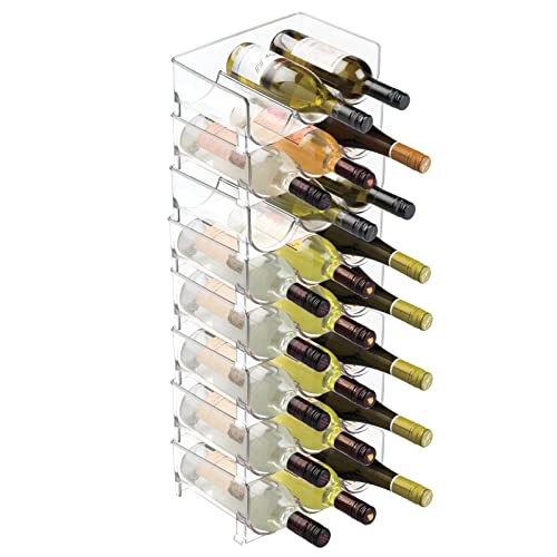 mDesign 8er-Set Flaschenregal – stapelbare Aufbewahrung für Weinflaschen und andere Getränke – modernes Weinregal aus Kunststoff für jeweils 3 Flaschen – transparent von mDesign