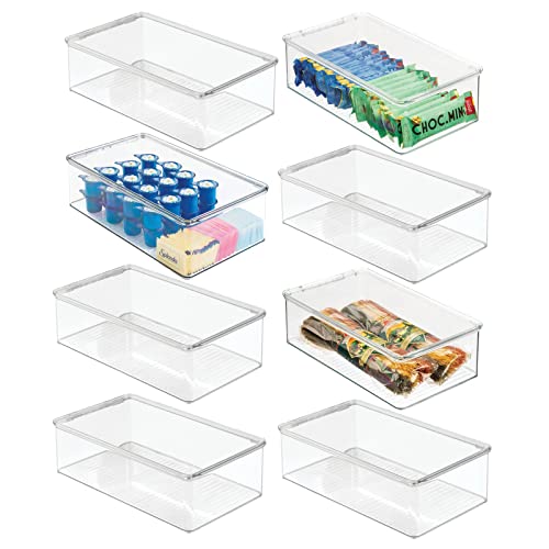 mDesign 8er-Set Kühlschrankbox – Kühlschrank Vorratsdose mit Deckel – lebensmittelechte Aufbewahrungsbox aus Kunststoff für Küche und Speisekammer – durchsichtig von mDesign