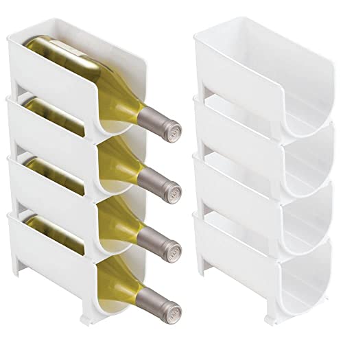 mDesign 8er-Set Weinhalter für die Küche – freistehendes Flaschenregal aus Kunststoff – stapelbares Weinregal aus 8 Fächern – weiß von mDesign